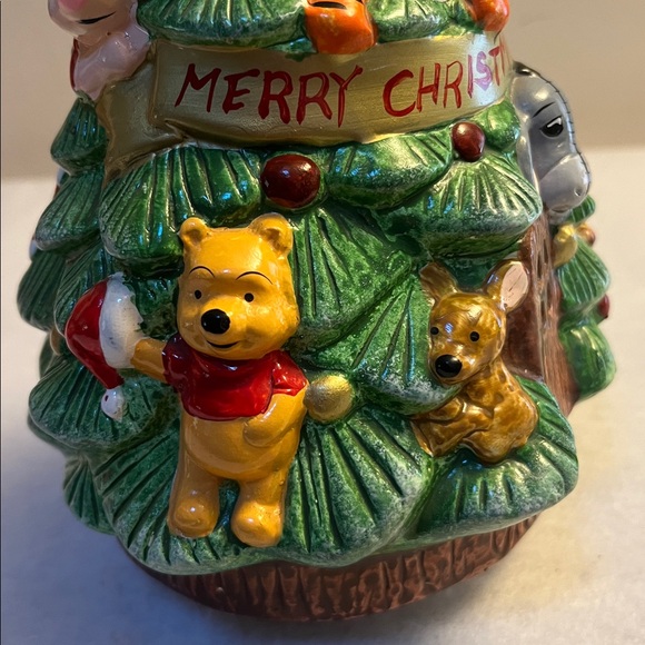 Walt Disney Winnie the Pooh Ceramic Christmas Tree Wound up Music Box Vtg - Picture 4 of 13